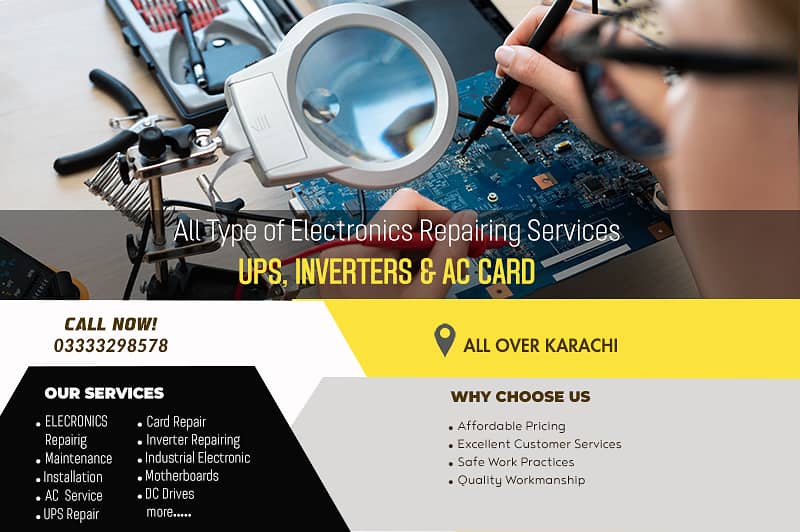 Electronic Circuit Repairing in karachi (UPS, Inverters, AC Cards) 0