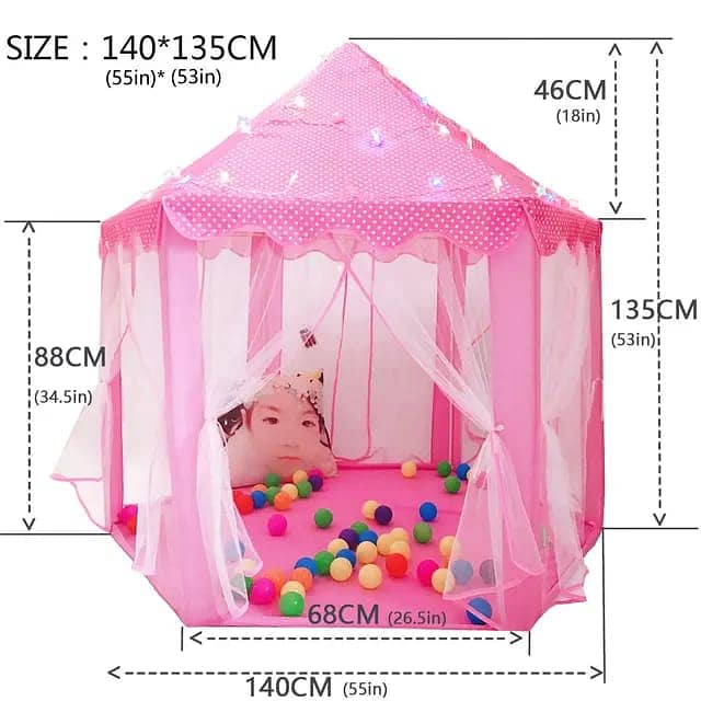 Fairy Princess Girls Hexagon Play House Castles Kids Play Tent Indoor/ 5