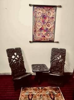 African chairs set with table