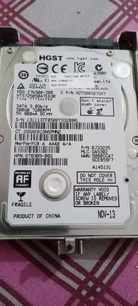 500GB SATA hard drive 3.0GB speed 0