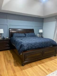 Solid wood sheeshm double bed set 0