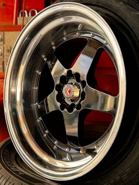 17 size rim 5 nuts 100 or 114 PCD rear and back are 10.5 JJ 5