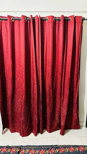 Red embossed embroidered Curtains 0