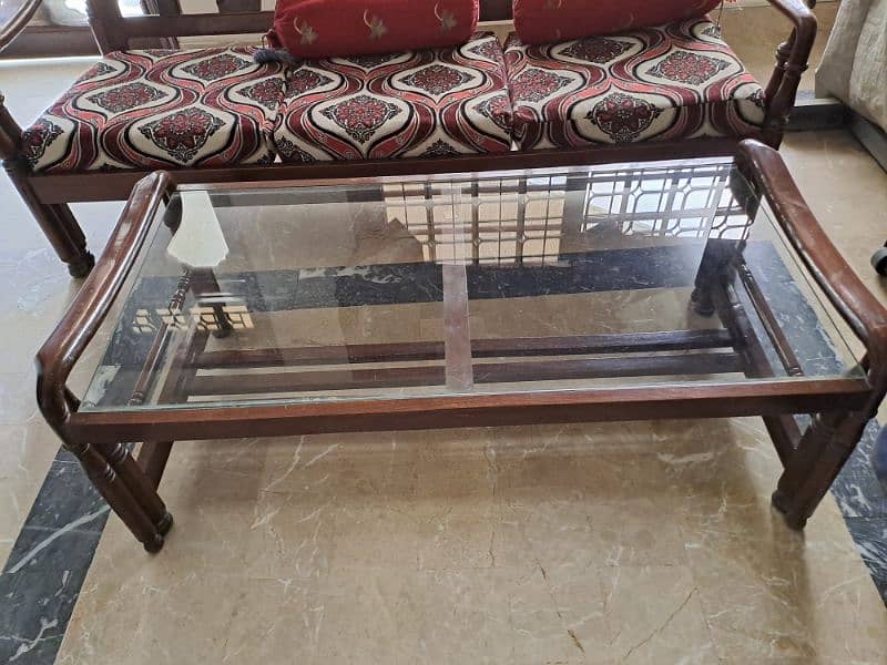 Wooden 5 Seater Sofa Set with Table 1