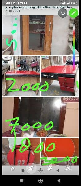 cupboard, dressing table,office chair,office table for sale sale 7