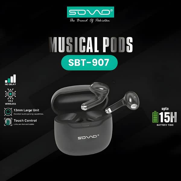 SOVO SBT-907 Heavy Bass Wireless Headset With ENC Support Musical 1