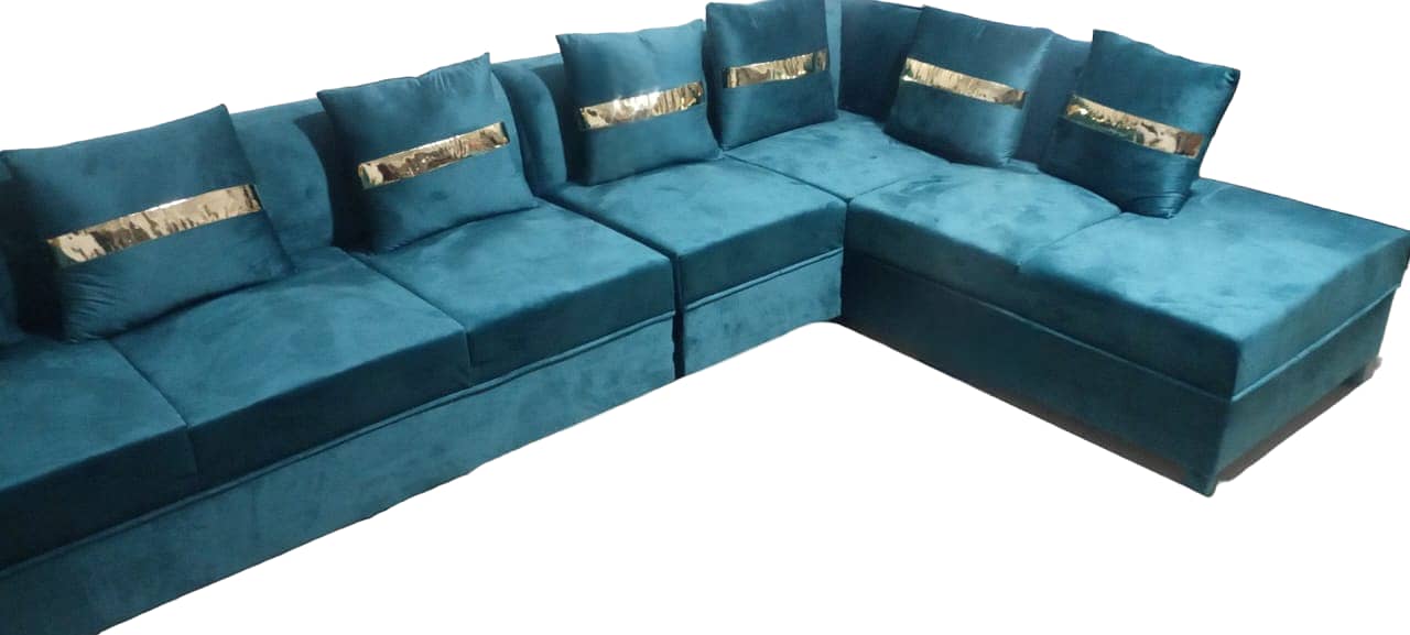 BEAUTIFUL Dark Green Walnut Sofa Set L Shape/Corner Sofa x 7 seater 2