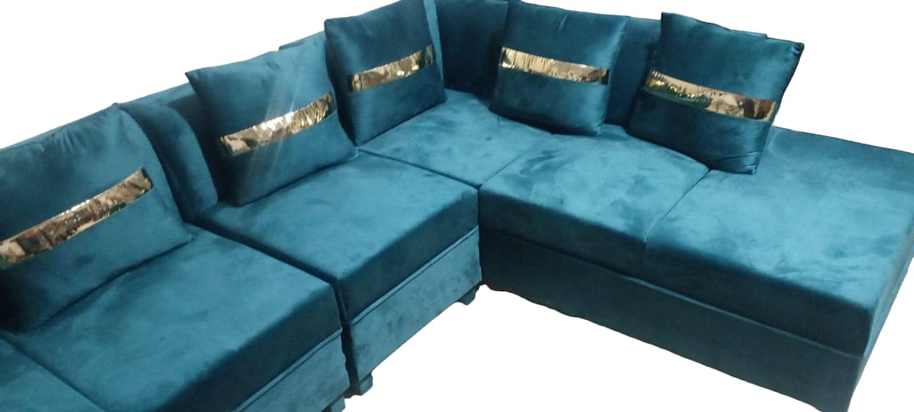 BEAUTIFUL Dark Green Walnut Sofa Set L Shape/Corner Sofa x 7 seater 6