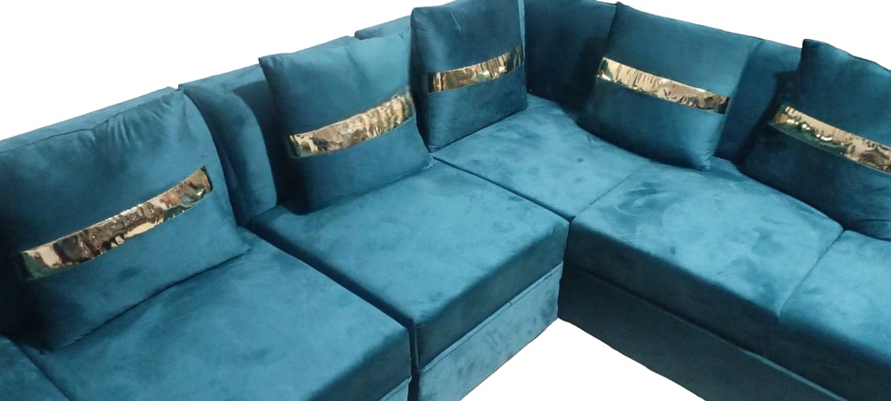 BEAUTIFUL Dark Green Walnut Sofa Set L Shape/Corner Sofa x 7 seater 7