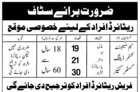 URGENTLY male and females required