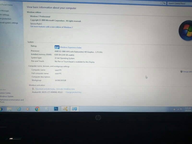 8gb ram laptop available for sell amd processor 1