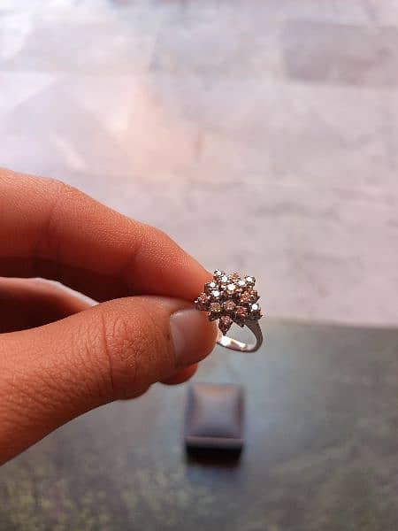 Diamond ring. 50 cent diamonds in silver ring. 3