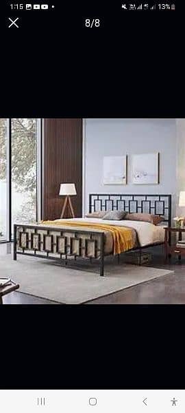 Decent Durable Iron Bed set king Size Side tables and dressing 1