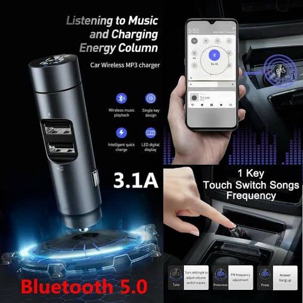 Baseus Bluetooth FM transmitter with USB Charger BS-01 New without box 13