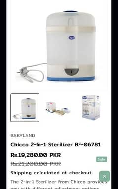 Chicco baby feeder sterlizer.