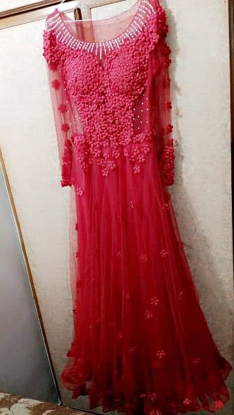 brite red long length frock 1
