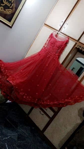 brite red long length frock 5