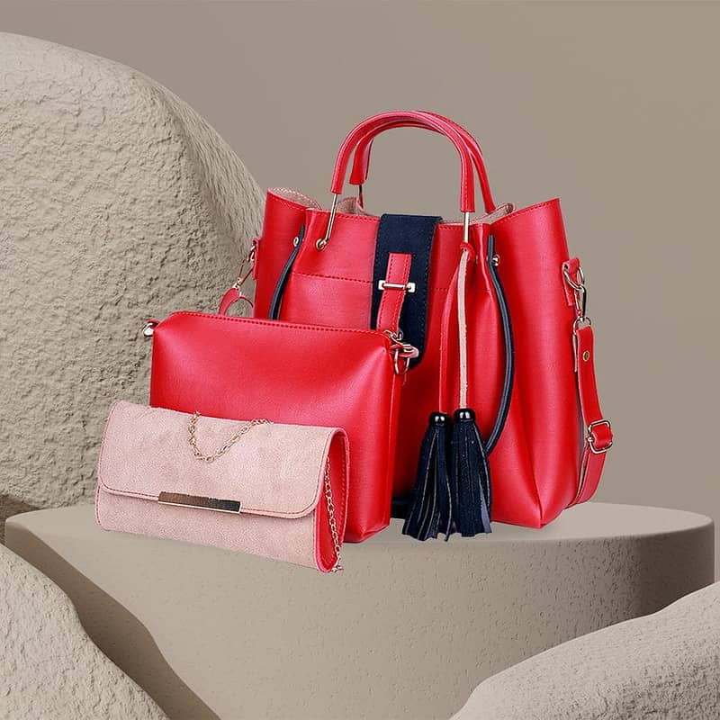 Ladies Bags/Shoulder Bag/ladies pouch |Girls Purse 3Pcs Pu Leather New 1