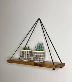 Wall Hanging Shelves with black Rope