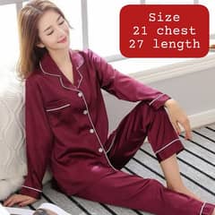 Silk Night suit for women, pajama and shirt set