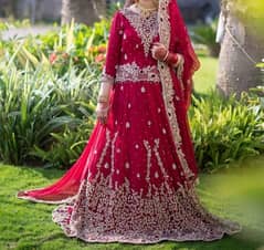 Pure red Baraat bridal dress