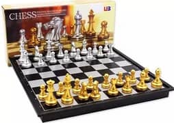 Magnetic Folding Chess Game with Silver and Gold Pieces 25/25CM