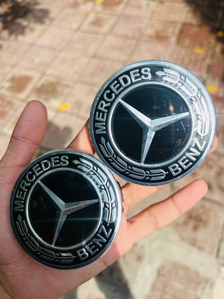 75MM Aluminium Black Wheel Caps For Mercedes Benz 3