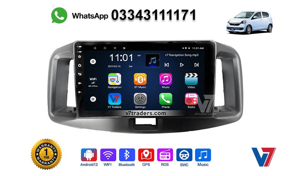 V7 Daihatsu Mira Android LCD LED Car Panel GPS Navigation DVD 0