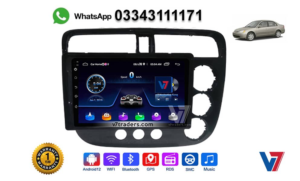 V7 Honda Civic 2002 to 2006 LCD LED Car Android GPS navigation player 0