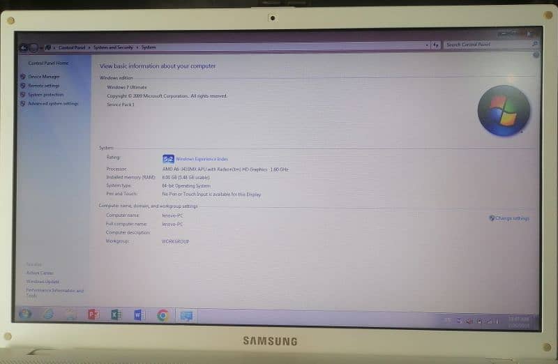 Samsung laptop 6gb , 120gb 6