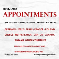 Book early schengen visa appointments Available