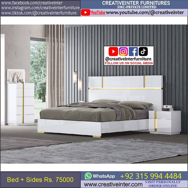 Double Bed Set Full King Size Dressing Almari Single Home Furniture 16