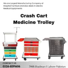 Crash Cart - Medicine Trolley - Instrument Trolley - Patient Trolly 0