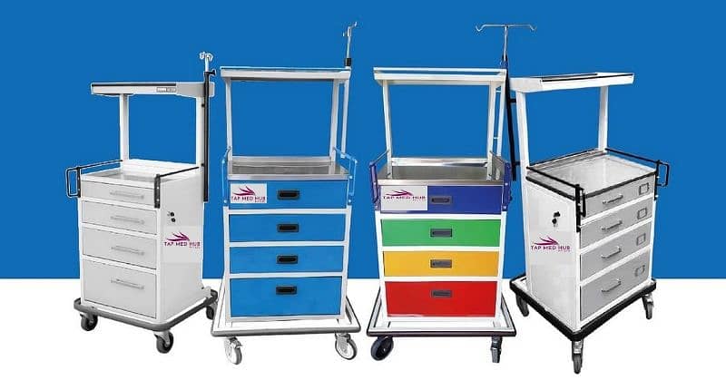 Crash Cart - Medicine Trolley - Instrument Trolley - Patient Trolly 1