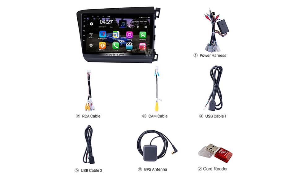 V7 Honda Civic 2012-16 Rebirth Car Android Navigation Player LCD LED 3