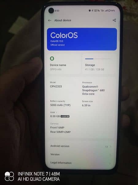 OPPO A96 8+8 GB 128GB with 5 months warranty 8