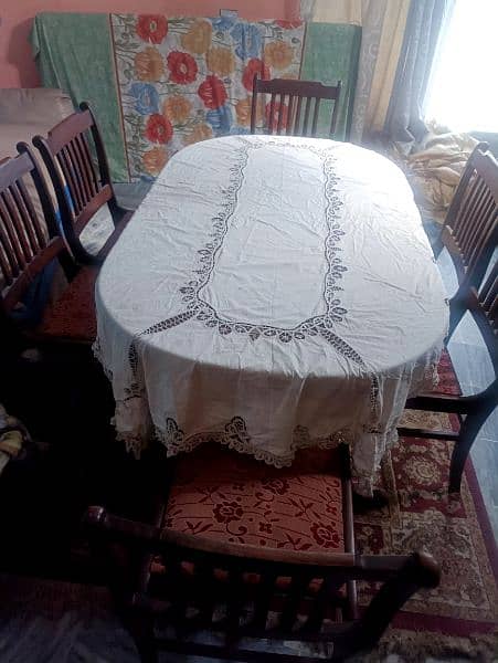 6 chair dining table for sale in good condition 2