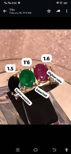 Emerald sapphire ruby Stone ring
