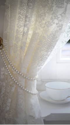 fancy beautiful white 2 pairs of curtains for door