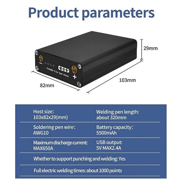 DIY Storage Mini Touch Welder 5V 6 Speed Adjustable 18650 Li-io 7