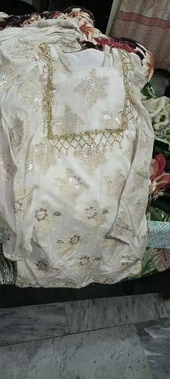 white sharara with long shirt small size ha 3pc suit
