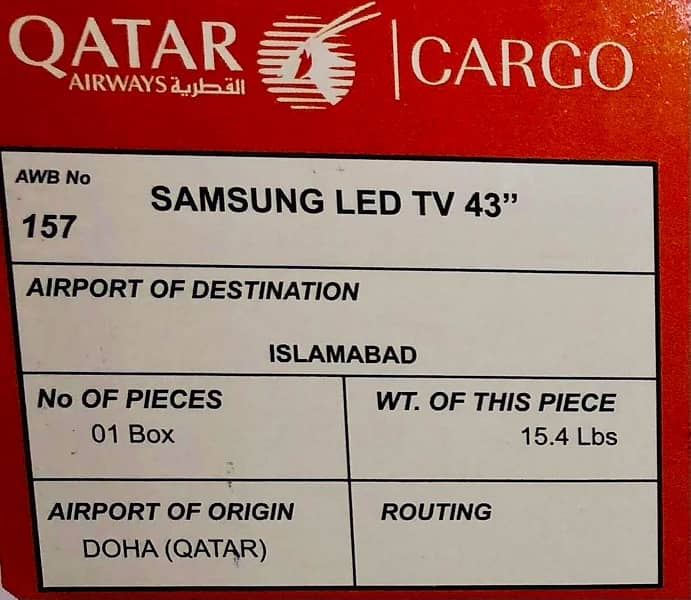 LED 43’’ inches Came fram Qatar 1