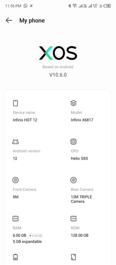 Infinix hot 12 pta approved touch screen mainar 2 dot's