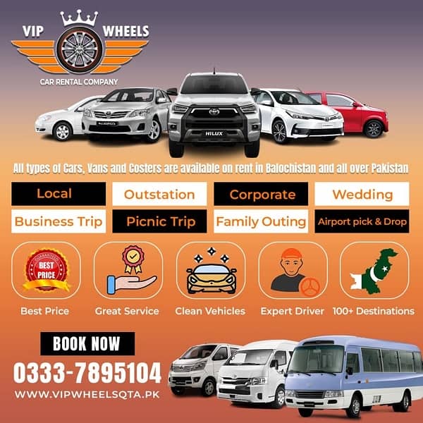 Number 1 Rent A Car in Balochistan ( VIP Wheels ) 1