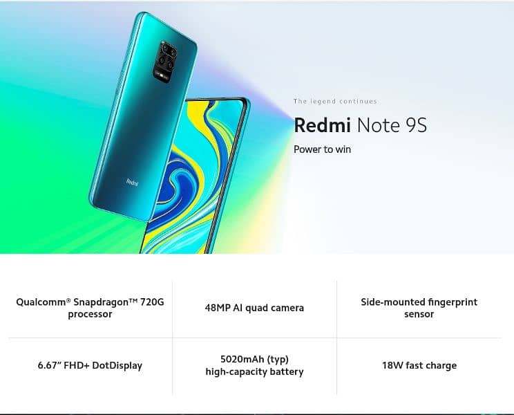 Xiaomi Redmi Note 9S   €€€   With  Box  6 \ 128 6