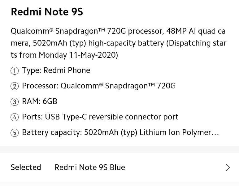 Xiaomi Redmi Note 9S   €€€   With  Box  6 \ 128 7
