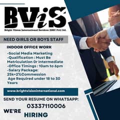 We Are Hiring Male And Female Staff