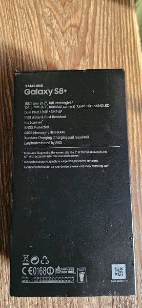 Samsung S8 plus PTA Approved 4/64 Single SIM plus memory UK model 10