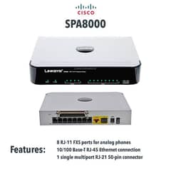 Cisco Linksys SPA8000
8port ip FXS gateway / ATA Adapter.