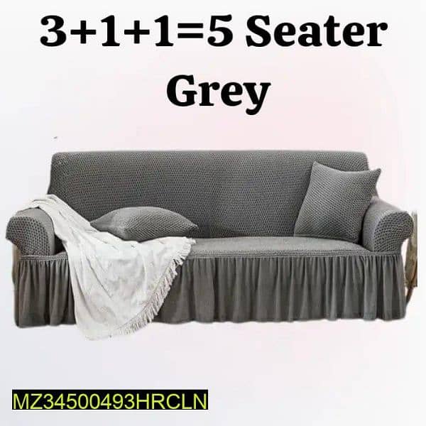 3 Pcs Micro Knitted Jersey Sofa Cover Set, 5 Seater 8